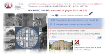 Presentazione del Corso di Studi di Laurea Magistrale in INGEGNERIA DELLA SICUREZZA PER IL TERRITORIO E IL COSTRUITO